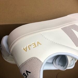 Veja White and Tan Sneakers